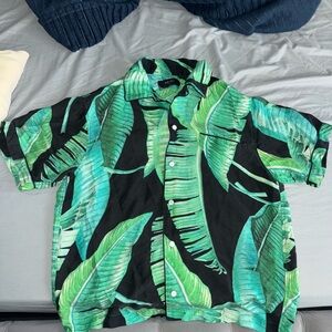 AMIRI Green and Black Leaf Print Men's Shirt Set